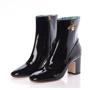 Gucci Patent Leather Bee Boots
